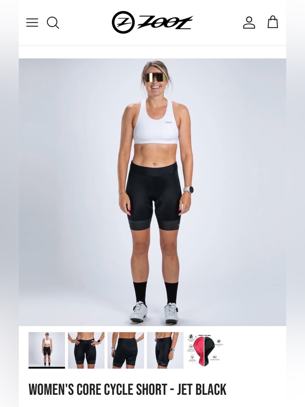 ZOOT WOMEN’S CORE CYCLE SHORT- JET BLACK- SIZE LARGE